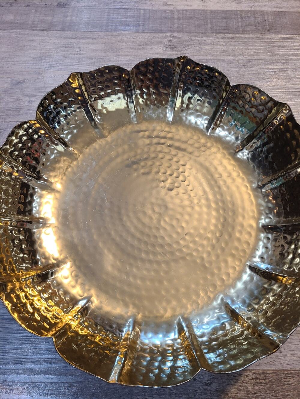 Pier one gold decorative textured metal bowl